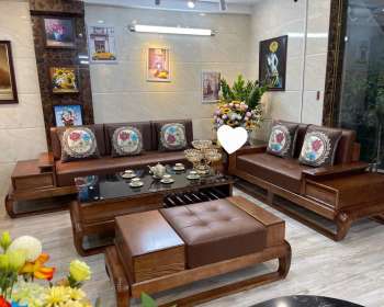 Bộ sofa gỗ 2 văng chân đùi gà chất liệu gỗ óc chó: Phong cách và chất lượng hàng đầu trong phòng khách nhà bạn SF102